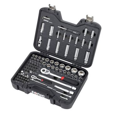 Sonic doppenassortiment met ratels 1/4" & 1/2" 94 delig