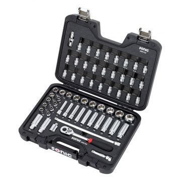 Sonic doppenassortiment met ratel 3/8" 61 delig