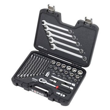 Sonic doppenassortiment met ratel 3/8" 37 delig