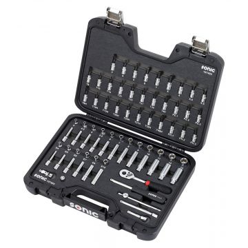 Sonic doppenassortiment met ratel 1/4" 74 delig