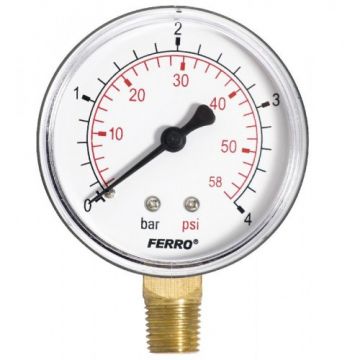 MANOMETER 1/4" O.A. Ø63 MM  0-4 BAR