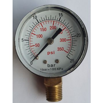 MANOMETER 1/4" O.A.  Ø 50 MM  0-25 BAR