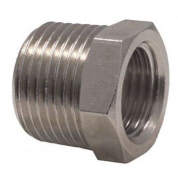 REDUCEERNIPPEL 1" INW X 2" UITW MESSING VERNIKKELD