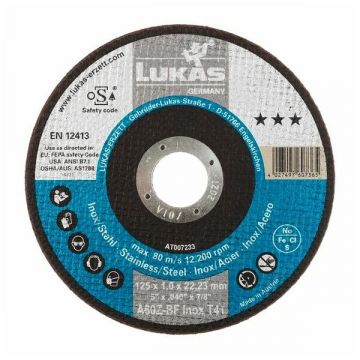 LUKAS DOORSLIJPSCHIJF VOOR INOX 125 X 1,0 MM *** VPE:50