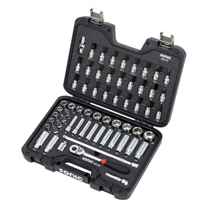 Sonic doppenassortiment met ratel 3/8