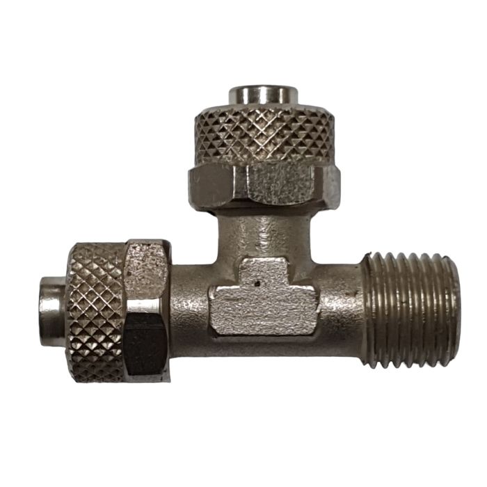 PERSLUCHT T-STUK 1/4"U- 2X (10X8)MM. METAAL main product photo