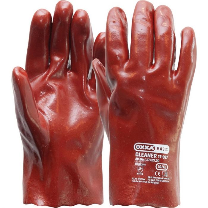 PVC HANDSCHOEN ROOD LENGTE 27CM, CAT.2 main product photo