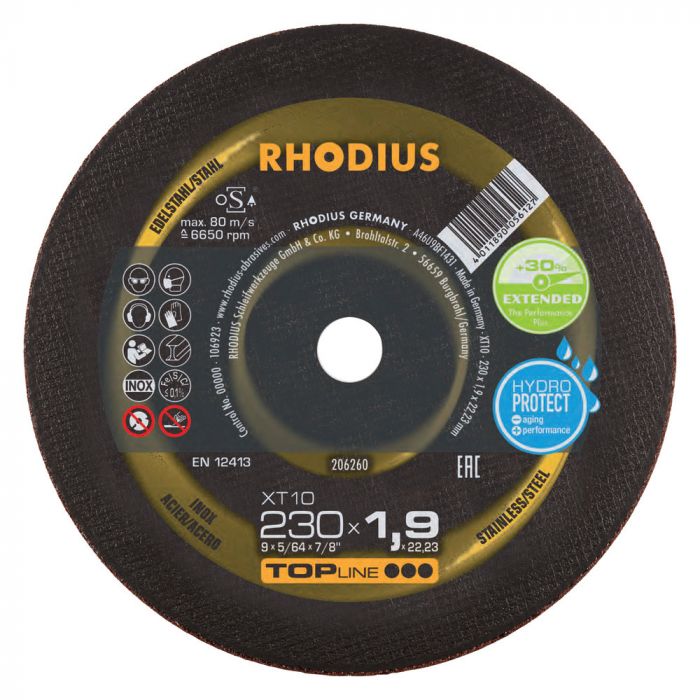 RHODIUS XT10 DOORSLIJPSCHIJVEN 230 X 1,9 MM, 25 STUKS main product photo