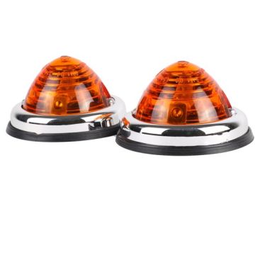 ZIJLAMP CHROOM ORANJE 70 MM 2 STUKS