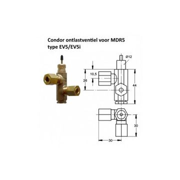 ONTLASTVENTIEL VOOR COMPRESSOR DRUKSCHAKELAAR CONDOR MDR5 TYPE EV5/EV5I