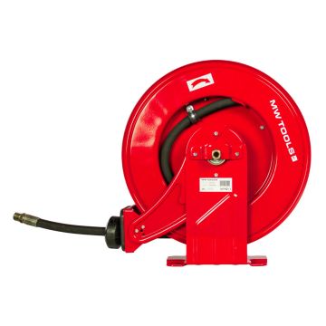 Haspel olie 10m ø 1/2" 160 bar Gepoederlakt staal zelfoprollend en vaste muurbeugel MW Tools