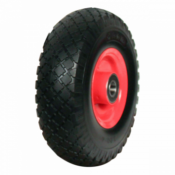 WIEL 3.00-4 PU BAND/STALEN VELG MET KOGELLAGER AS 20 MM
